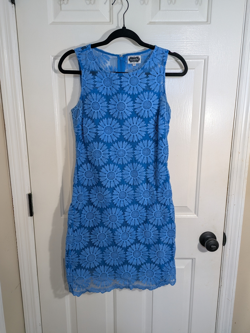 Mud Pie Blue Floral Lace Midi Dress